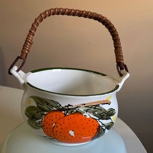 Small bowl, w/handle, hand-painted in Japan.